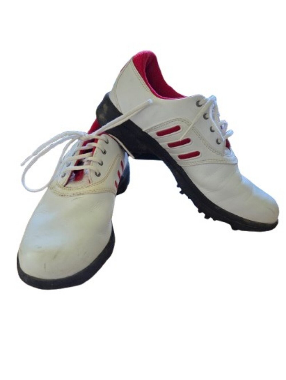 Adidas Women's SSE Tech White Red Leather Lace Up Golf Shoes